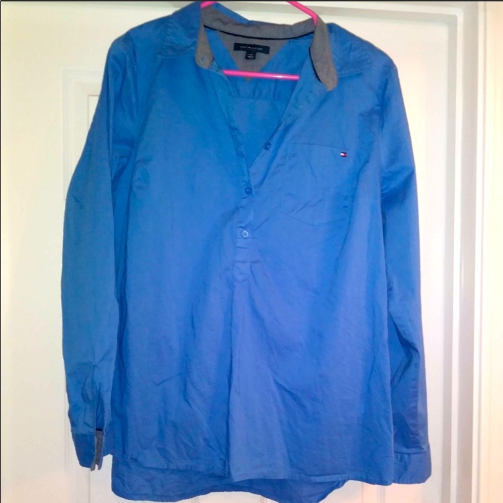 Tommy Hilfiger blue 1/2 Long sleeve Button down dress shirt
